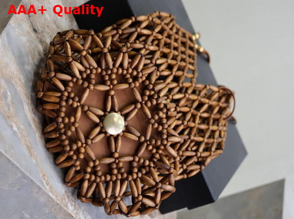 Saint Laurent Supple Bucket in Wood Beads Light Wood Replica