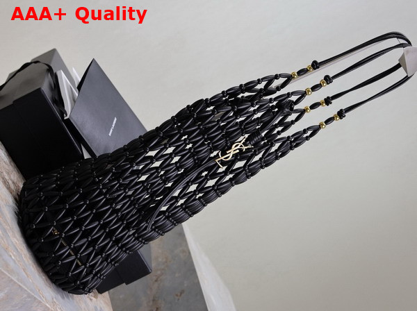 Saint Laurent Supple Bucket in Wood Beads Noir Replica