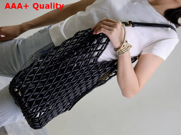 Saint Laurent Supple Bucket in Wood Beads Noir Replica