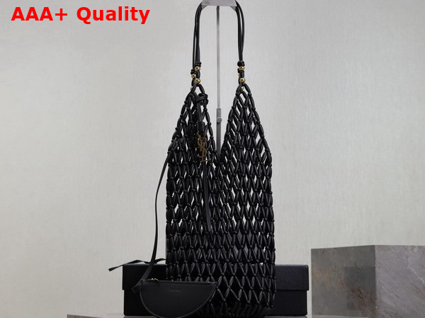 Saint Laurent Supple Bucket in Wood Beads Noir Replica