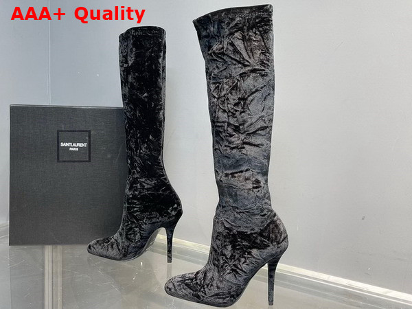 Saint Laurent Talia Boots in Velvet Noir Replica