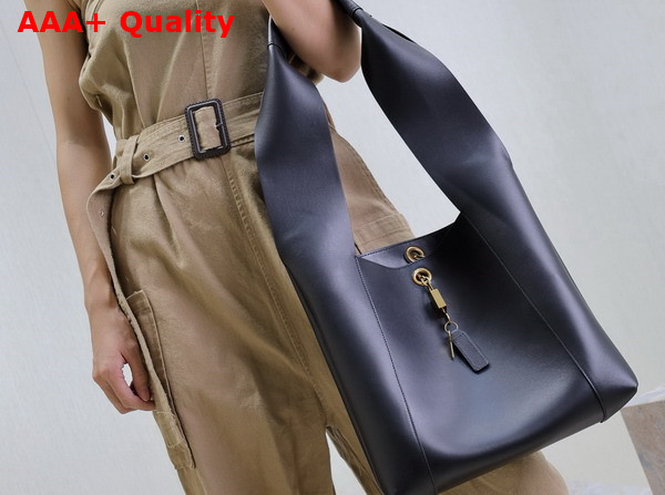 Saint Laurent Tanger Supple Hobo Bag in Black Leather Replica