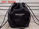 Saint Laurent Teddy Drawstring Bag in Black Smooth Leather Replica