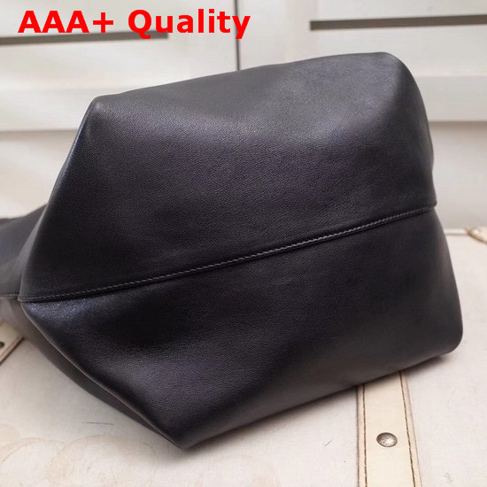 Saint Laurent Teddy Drawstring Bag in Black Smooth Leather Replica