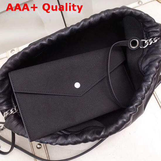 Saint Laurent Teddy Drawstring Bag in Black Smooth Leather Replica