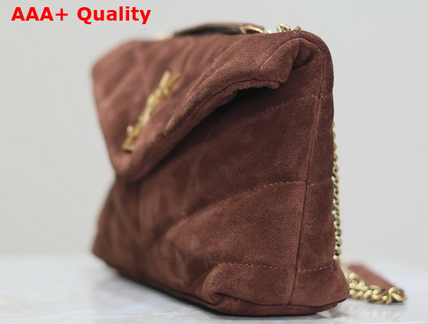 Saint Laurent Toy Puffer Bag in Brown Suede Leather Replica