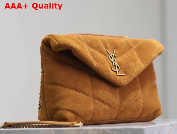 Saint Laurent Toy Puffer Bag in Camel Suede Leather Replica