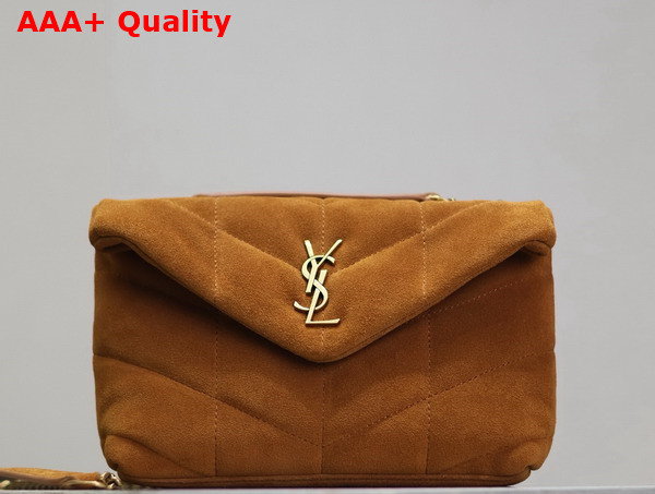 Saint Laurent Toy Puffer Bag in Camel Suede Leather Replica