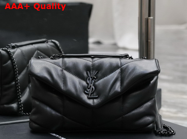 Saint Laurent Toy Puffer in Black Lambskin with Black Hardware Replica