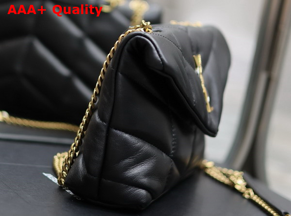 Saint Laurent Toy Puffer in Black Lambskin with Light Bronze Brass Hardware Hardware Replica