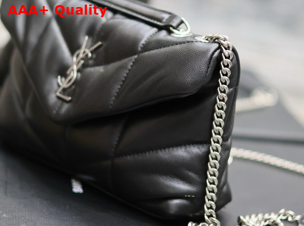 Saint Laurent Toy Puffer in Black Lambskin with Nickel Oxide Hardware Replica