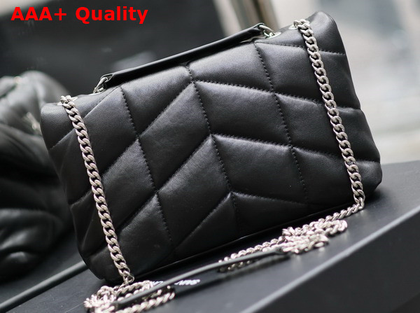 Saint Laurent Toy Puffer in Black Lambskin with Nickel Oxide Hardware Replica