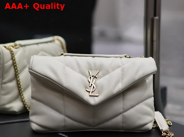 Saint Laurent Toy Puffer in Blanc Vintage Lambskin Replica