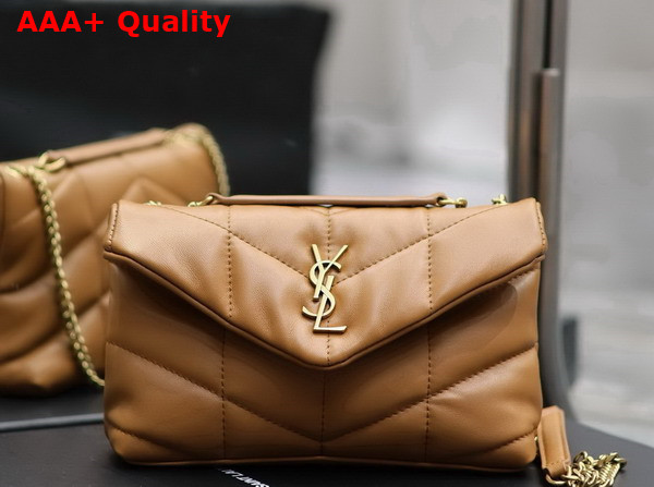 Saint Laurent Toy Puffer in Dark Cork Lambskin Replica