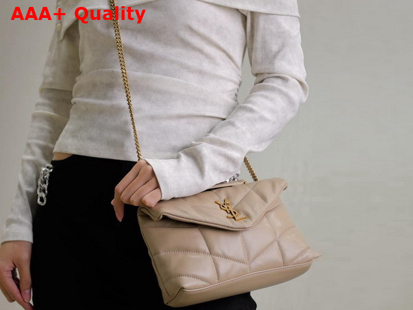 Saint Laurent Toy Puffer in Nappa Leather Dark Beige Replica