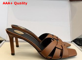 Saint Laurent Tribute Mules in Amber Smooth Leather Replica