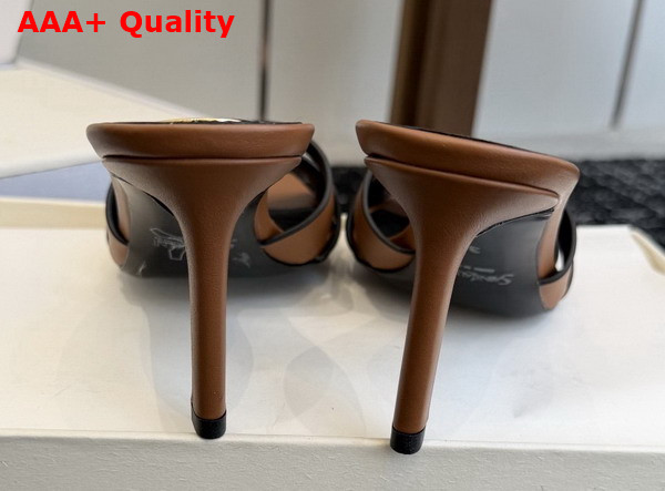 Saint Laurent Tribute Mules in Amber Smooth Leather Replica