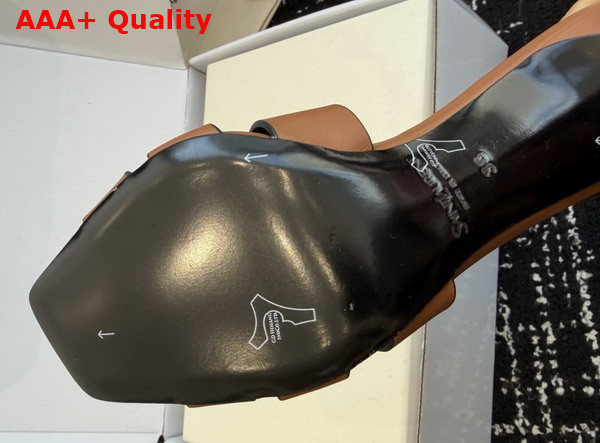 Saint Laurent Tribute Mules in Amber Smooth Leather Replica