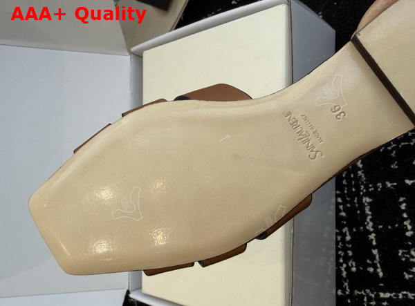 Saint Laurent Tribute Mules in Amber Smooth Leather Replica