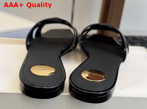 Saint Laurent Tribute Mules in Black Patent Leather Replica