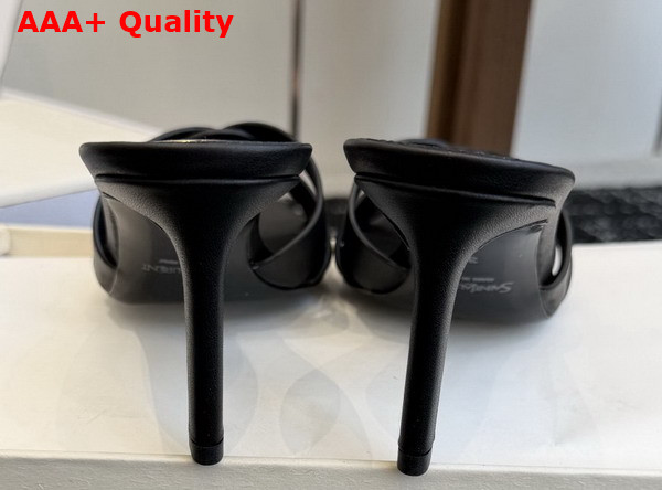 Saint Laurent Tribute Mules in Black Smooth Leather Replica