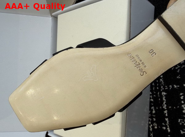 Saint Laurent Tribute Mules in Black Smooth Leather Replica