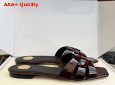 Saint Laurent Tribute Mules in Bordeaux Patent Leather Replica