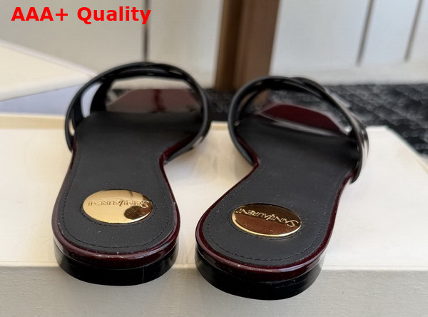 Saint Laurent Tribute Mules in Bordeaux Patent Leather Replica