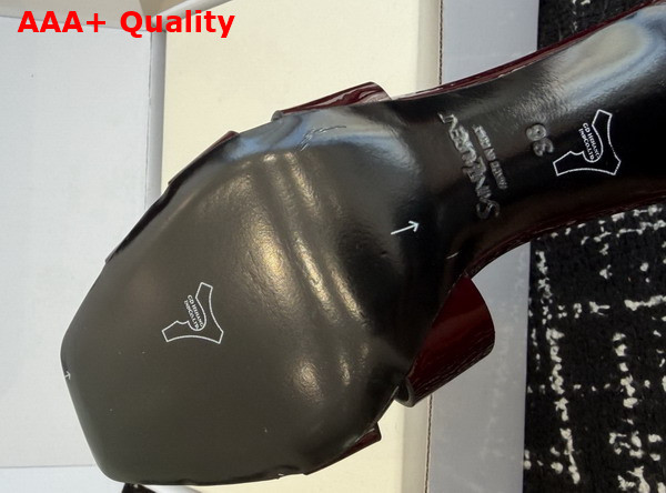 Saint Laurent Tribute Mules in Bordeaux Patent Leather Replica