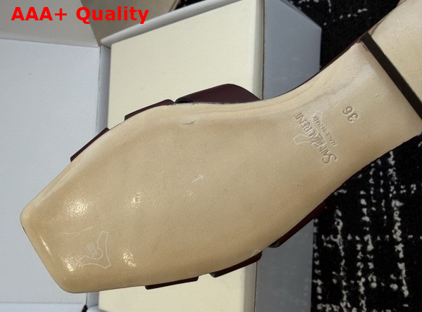 Saint Laurent Tribute Mules in Burgundy Smooth Leather Replica