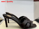 Saint Laurent Tribute Mules in Dark Chocolate Smooth Leather Replica