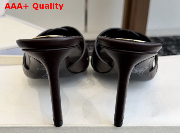Saint Laurent Tribute Mules in Dark Chocolate Smooth Leather Replica
