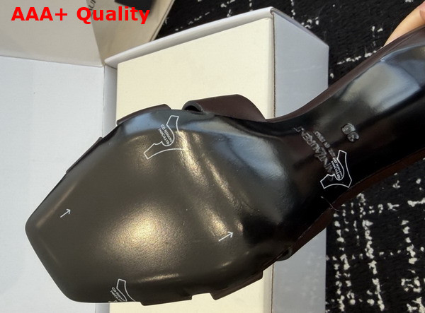 Saint Laurent Tribute Mules in Dark Chocolate Smooth Leather Replica