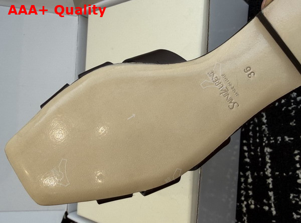 Saint Laurent Tribute Mules in Dark Chocolate Smooth Leather Replica