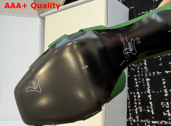 Saint Laurent Tribute Mules in Green Smooth Leather Replica