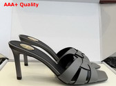 Saint Laurent Tribute Mules in Grey Smooth Leather Replica