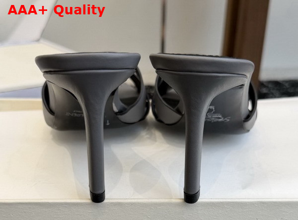 Saint Laurent Tribute Mules in Grey Smooth Leather Replica