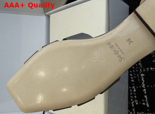 Saint Laurent Tribute Mules in Grey Smooth Leather Replica