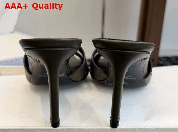 Saint Laurent Tribute Mules in Khaki Smooth Leather Replica