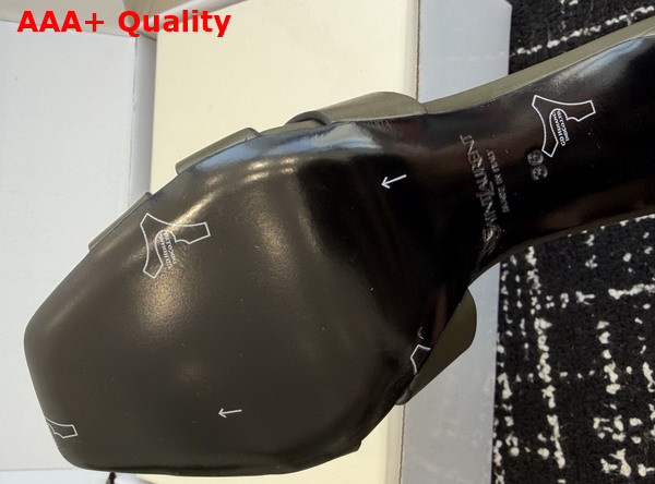 Saint Laurent Tribute Mules in Khaki Smooth Leather Replica