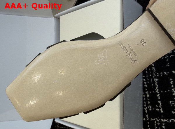 Saint Laurent Tribute Mules in Khaki Smooth Leather Replica