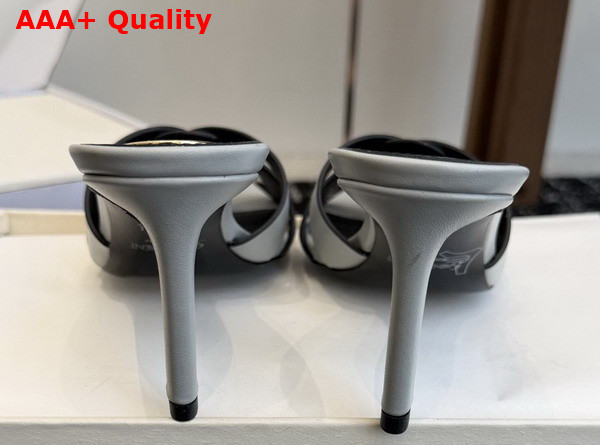 Saint Laurent Tribute Mules in Pale Blue Smooth Leather Replica