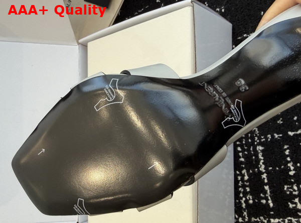 Saint Laurent Tribute Mules in Pale Blue Smooth Leather Replica