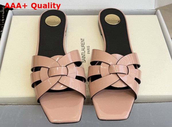 Saint Laurent Tribute Mules in Pink Patent Leather Replica