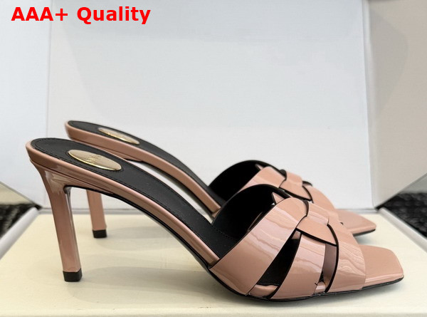 Saint Laurent Tribute Mules in Pink Patent Leather Replica