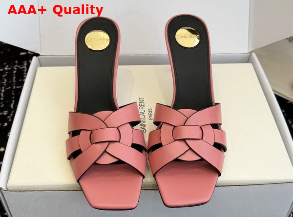 Saint Laurent Tribute Mules in Pink Smooth Leather Replica