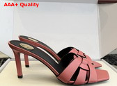 Saint Laurent Tribute Mules in Pink Smooth Leather Replica