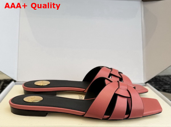 Saint Laurent Tribute Mules in Pink Smooth Leather Replica
