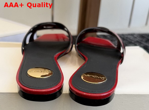 Saint Laurent Tribute Mules in Red Patent Leather Replica