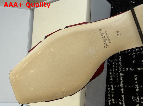 Saint Laurent Tribute Mules in Red Patent Leather Replica